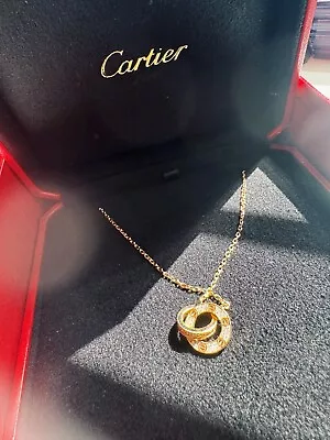 Cartier Love Diamond Necklace In 18K Rose Gold With 0.30 Cut Dimonds 99% New • $5169