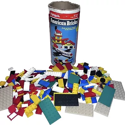Vintage 1976 American Plastic Bricks By Milton Bradley Playskool No Lid • $29.99