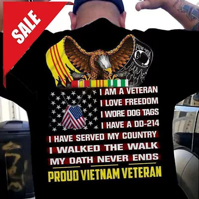 I Am A Veteran I Love Freedom I Wore Dog Tags - Proud Vietnam Veteran Vie S-5XL • $5.82