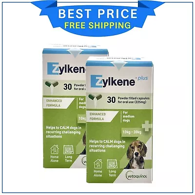 Zylkene Plus Calming Nutritional Supplement For Dogs 10-30 Kg 60 Capsules GREEN • $170.99