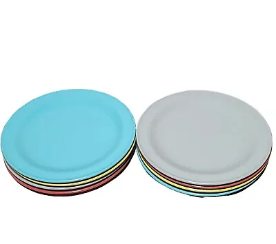 Vintage Meladur Melamine Lapcor Pastel Colors 8 Dinner Plates 10  • $21.99