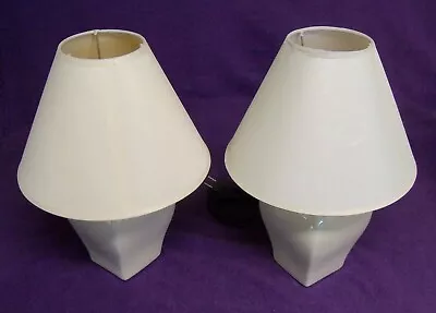 VINTAGE Pair Ceramic Boudoir End Table Lamps With Shades REDUCED! • $20