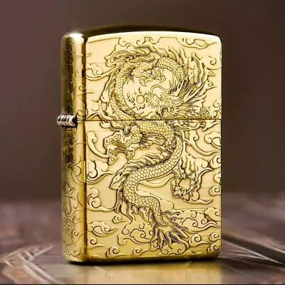 Creative Retro Vintage Luxury Dragon Curved Kerosene Cigarette Smoking Lighter • $39.99