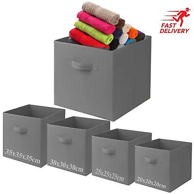 Square Canvas Foldable Storage Boxes Collapsible Folding Fabric Cubes Box Toys • £19.95