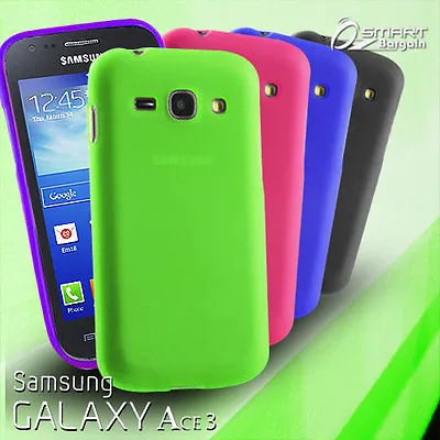 Matte Gel Case For Samsung Galaxy ACE 3 + Screen Guard TPU Jelly Soft Cover • £3.12