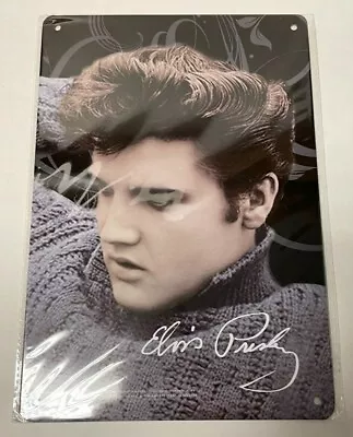 $6.99 • Buy Elvis Presley Grey Turtleneck 8” X 11.5  Metal Sign Sideburns Hair Rock N Roll