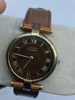 Must De Cartier Vendome Brown Dial Color 30mm Men Watch Size Working READ • $799