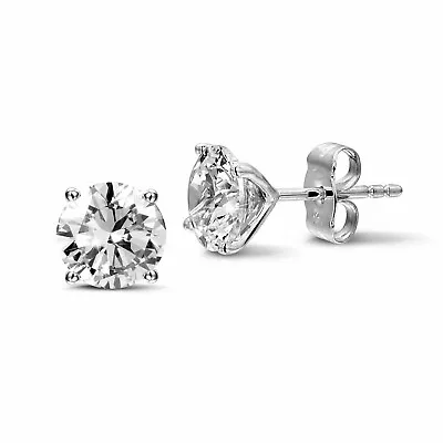 14K Solid Gold Martini Stud Earrings 0.5CT 4mm Round Colourless Moissanite • $202.07