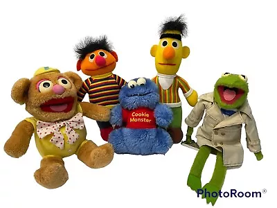 Five Vintage SESAME STREET Muppet Plush Bert Ernie Kermit Fozzie Cookie Mstr • $45.49