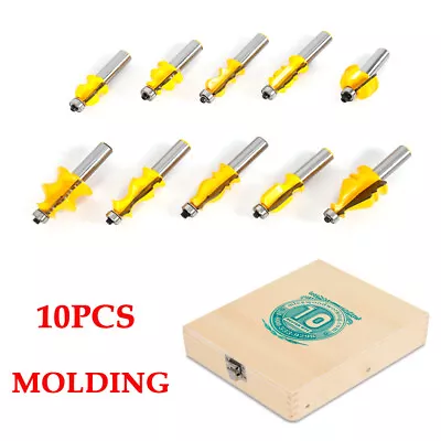 10Pcs 1/2'' Shank Woodworking Milling Tool Architectural Molding Router Bits Set • $72