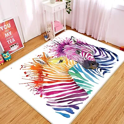 3D Watercolor Colorful Zebra ZHUA1682 Game Non Slip Rug Mat Photo Carpet Amy • $49.99