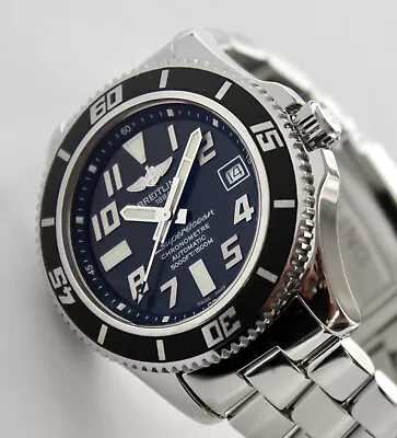 BREITLING Mens Watch A17364 SuperOcean 42 Automatic 1500m Black Dial PAPERS • $2399.99