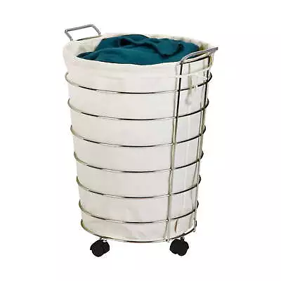 $75.39 • Buy Laundry Hamper Carts Removable Canvas Bag Rolling Basket Wheels Clothes Storage