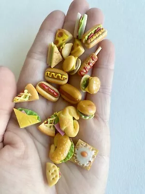 20 Pcs Set 1:12 Clay Handmade Miniature Dollhouse Mixed Meal Burger Taco Hotdog • $13.99