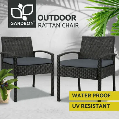 $172.89 • Buy Gardeon Outdoor Furniture Dining Chairs Wicker Garden Patio Cushion Black X2