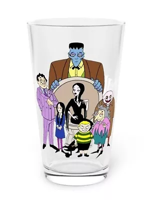 Addams Family Pint Glass 16oz - Hanna-Barbera Cartoon 1973 - Morticia Wednesday • $21.99