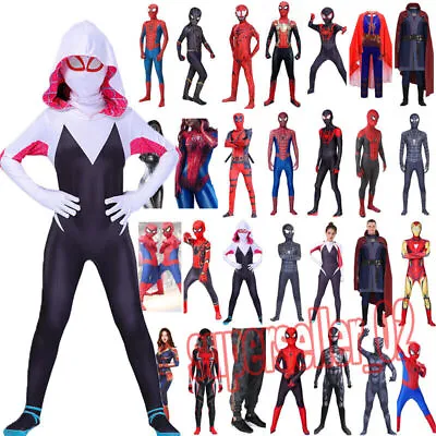 Superhero Spiderman Halloween Cosplay Costume Fancy Dress Up Jumpsuit Kids Adult • $53.38