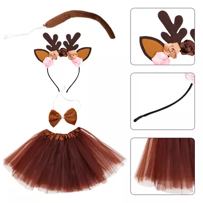  Mesh Cloth Gauze Skirt Suit Child Deer Ears Headband Animal Tutu • £11.79