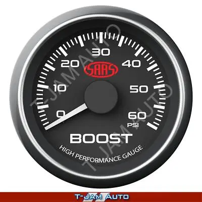SAAS Diesel Turbo Boost Gauge 0-60 Psi Black Face 52mm Muscle Series • $75.95