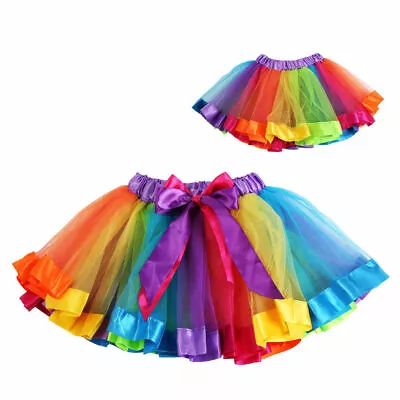 Kids Child Girls Rainbow Colorful Tutu Skirt Tulle Tutu Mini Dress Dancewear  • £6.66