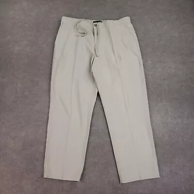 Marc Anthony Linen Blend Pants Mens Large 36x28 Beige Straight Pockets Casual • $23.79