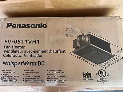 Panasonic FV-05111VH1 WhisperWarm DC 50-80-110 CFM Ceiling Exhaust Fan/Heater • $190