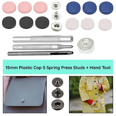 Heavy Duty Snap Fasteners 15mm S Spring Press Studs Poppers Leather Button Tool • £5.39