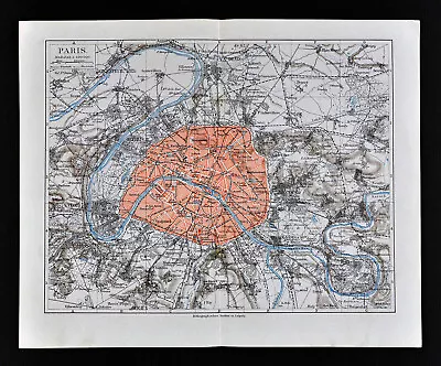 1900 Meyers Map Paris Environs St. Denis Argenteuil Neuilly Charenton France  • $23.99