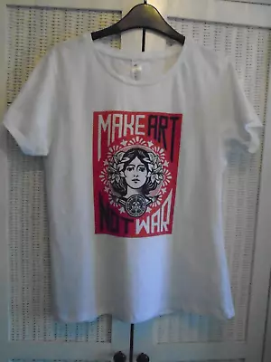 Size  Large Approx 10-12 White Frida Kahlo T-shirt Top • $7.45