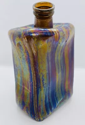 Vintage Melted Glass Iridescent Bottle Sculpture • $85