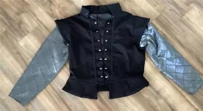 Elizabethan Renaissance Tudor Black Twill Doublet Detachable Sleeves Size XL • $95