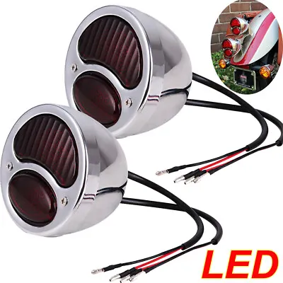 2PCS Chrome LED Model A Stop Tail Light Brake For 1928-1931 Rat Rod Truck • $102.94