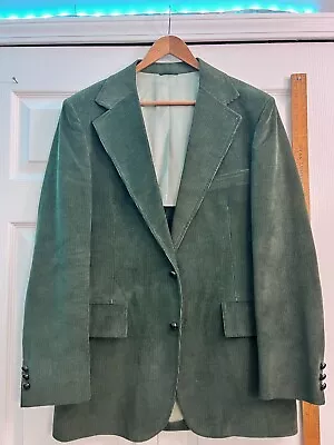 Vtg 40L Green Corduroy 2Button Mens Blazer Jacket Sport Coat 80’s FAST SHIPPING • $34.95