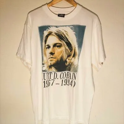 Vintage 90s Kurt Cobain Nirvana T Shirt Memorial White Size XL  • $630