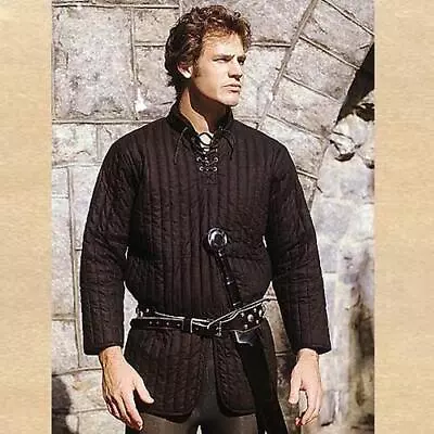 MEDIEVAL Fantasy RENAISSANCE Black Royal GAMBESON ARMOR DOUBLET JACKET M L XL • $104.95