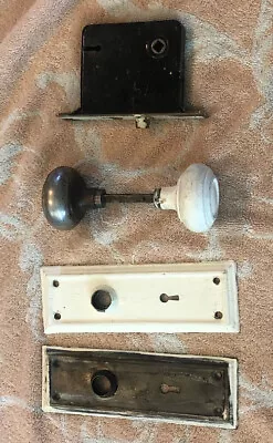 Set Of Vintage Door Knobs Door Plates And Lock • $29.99