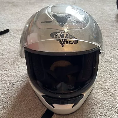 Vega Motorcycle Helmet Silver Little Worn But Overall Good Condition • $25