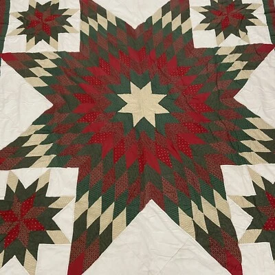 $119.99 • Buy Vintage Quilt Lone Star Patchwork , Hand Made, Hand Quilted, Calico, Christmas