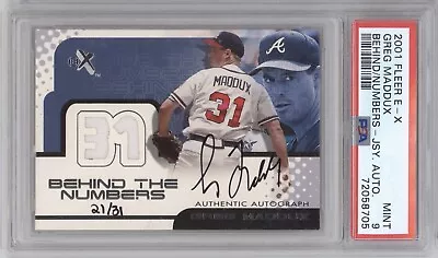 Greg Maddux Psa 9 2001 Fleer E-x Behind The Numbers Gu Jersey Auto 21/31 Pop 1 • $7.50