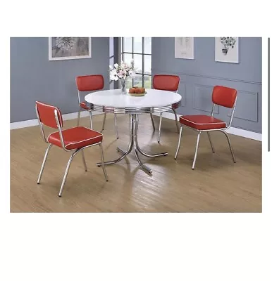 Red And Chrome Retro Kitchen Chairs! Beautiful And Brand New No Marks! • $575