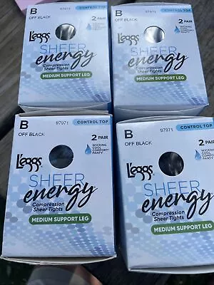 $27.99 • Buy 4 Leggs Sheer Energy  Panty Hose Size B Medium Off Black (8 Pairs Total)
