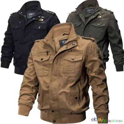 New Men's Air Force Jacket Military Style Slim Fit Zip Jacket Coat TUN240 • $37.86