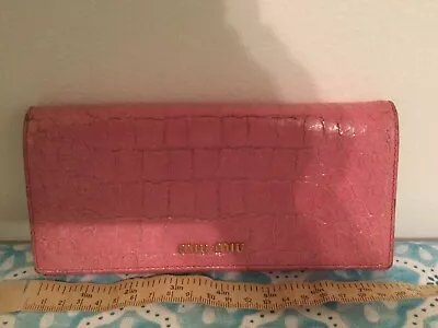 Authentic Miu Miu Pink Crocodile Pattern Leather Long Wallet From Japan • $45