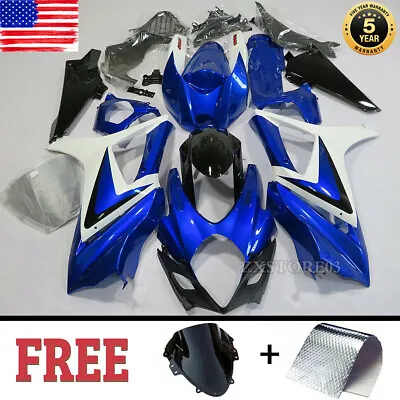 For SUZUKI GSXR1000 2007 2008 Blue White Fairing Kit ABS Injection Bodywork US • $357