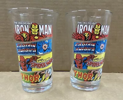 (2) Marvel Ironman Captain America SpiderMan Thor - 16 Oz Glass Tumbler -Vandor • $24.95