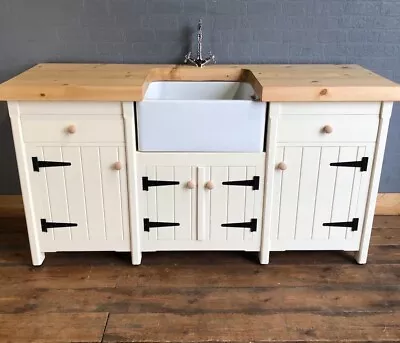 Quality Handmade Free Standing Belfast Sink Unit With Cupboard And Drawers • £1695