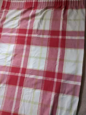 Laura Ashley Buxton One Curtain/ Door Curtain Heavy Red Check Cotton • £18