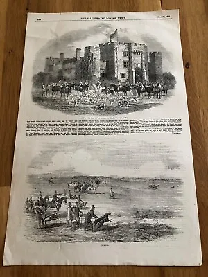 1855 Illustrated London News Print - Hunting At Hever Castle & Coursing • £24.99