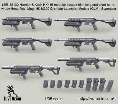 Live Resin LR-35130 1/35 HK-416 Modular Assault Rifle • $22