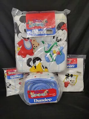 Vintage 1984 Dundee Disney Baby Mickey Mouse Crib Comforter/Sheets/Blanket NEW • $3.25